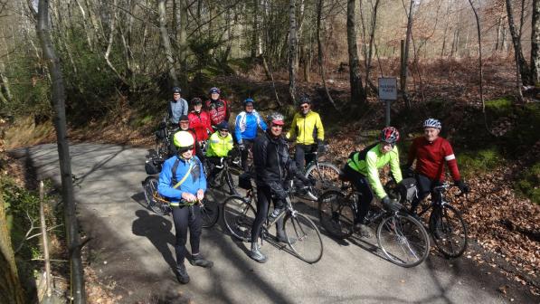 Pausing on the climb