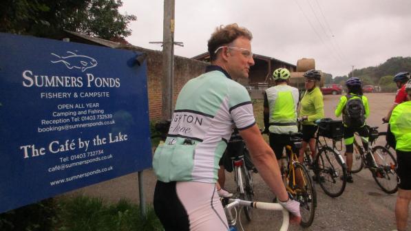 Cyclists arriving at Sumners Ponds