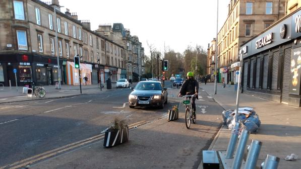 Cyclist on the South City Way in Glasgow