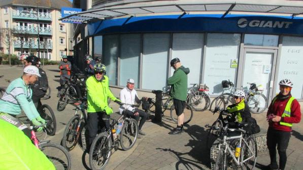 Cyclists meeting at the Giant Bike Store in Shoreham