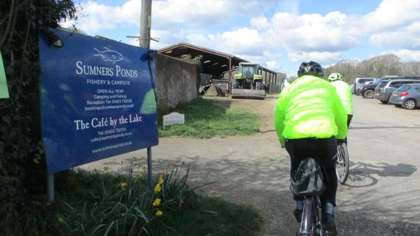 Cycling through the entrance to Sumners Ponds