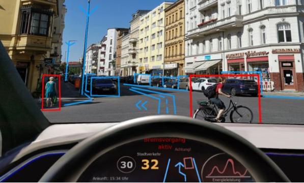 Windscreen view from a self-driving vehicle