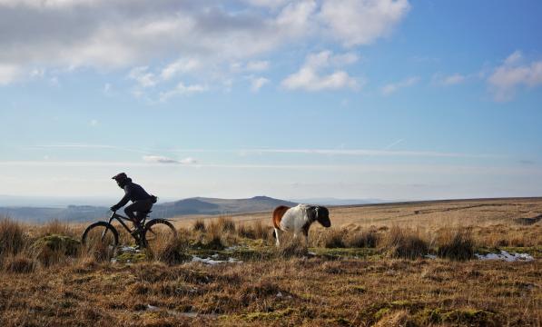 Mountain biking across Dartmoor from Princetown