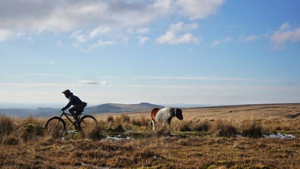 Mountain biking across Dartmoor from Princetown