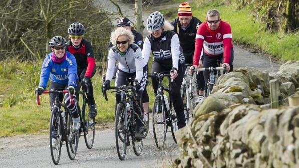 Cyclist on a club ride in York