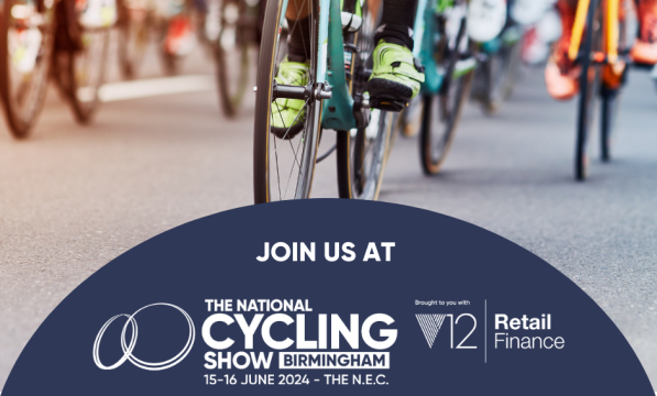 Person cycling with text reading 'join us at the national cycling show'