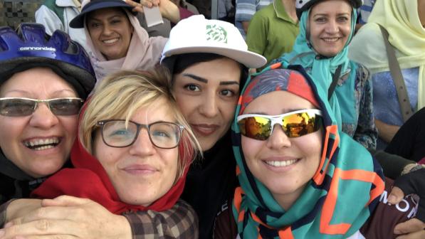 Shot from the documentary featuring Manon Brulard with a group of Iranian women