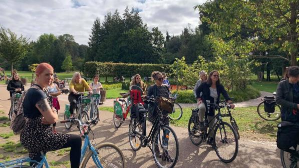 Group of women on their bikes in Bute park