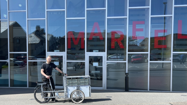 Tim with the new cargo bike outside Mareel