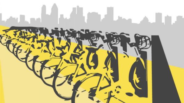 high contrast row of bicycles