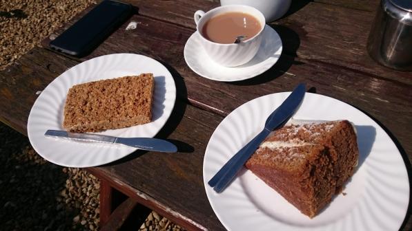 Flapjack, tea and cake in the sun