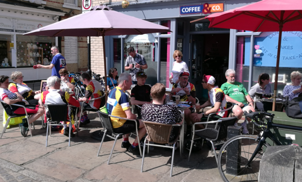 Mildenhall Cycling Club enjoying a coffee stop