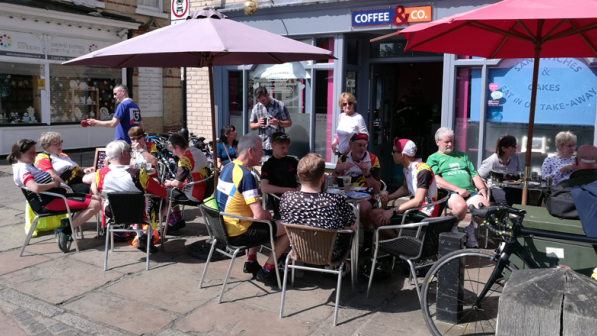 Mildenhall Cycling Club enjoying a coffee stop