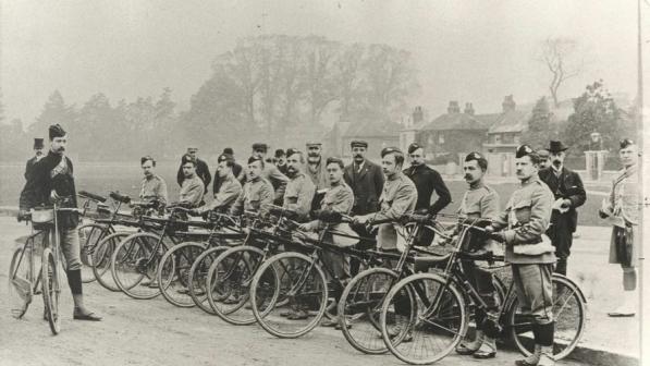 Members of a First World War cyclist battalion before being sent to the Western Front