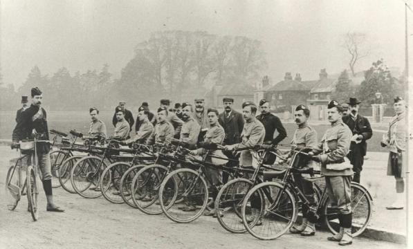 Members of a First World War cyclist battalion before being sent to the Western Front